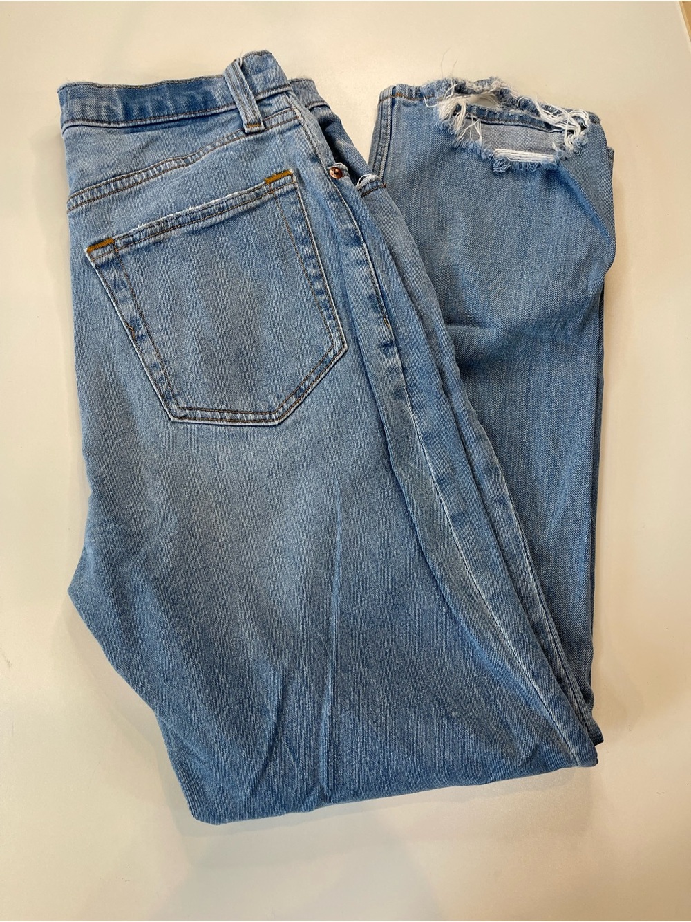 Abercrombie Curve Love Ultra High Rise Ankle Straight Jeans 28/6L Flawed Hem